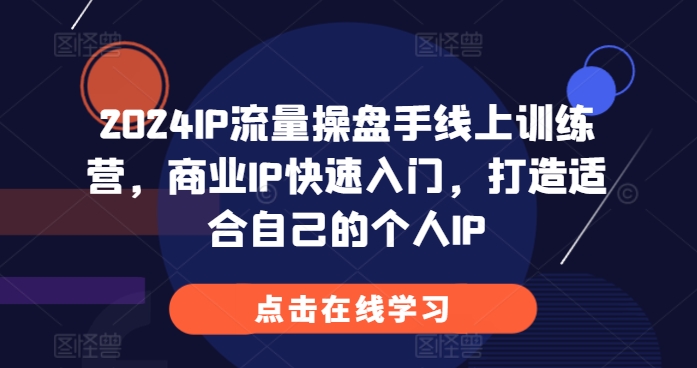 2024IP流量操盘手线上训练营，商业IP快速入门，打造适合自己的个人IP-暴富网创