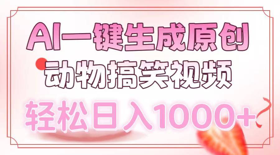 AI一键生成原创动物搞笑视频，轻松日入1000+-暴富网创