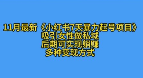 K总部落11月最新小红书7天暴力起号项目，吸引女性做私域【揭秘】-暴富网创