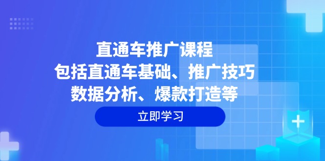 直通车推广课程：包括直通车基础、推广技巧、数据分析、爆款打造等-暴富网创