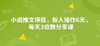 小说推文项目，新人操作6天，每天3位数分享课-暴富网创