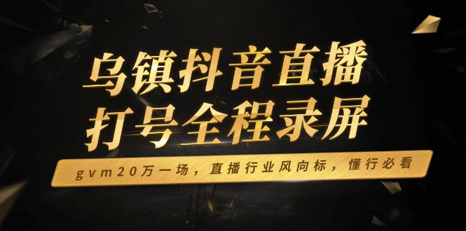 乌镇抖音直播打号全程录屏，gvm20万一场，直播行业风向标，懂行必看-暴富网创