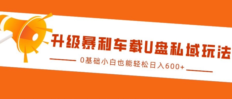 升级暴利车载U盘私域玩法，0基础小白也能轻松日入多张【揭秘】-暴富网创