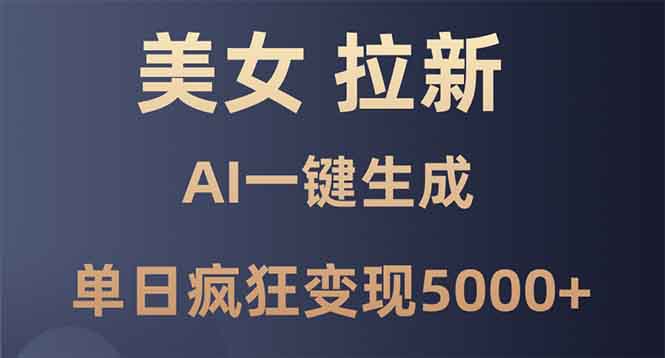 美女暴力拉新，通过AI一键生成，单日疯狂变现5000+，纯小白一学就会！-暴富网创