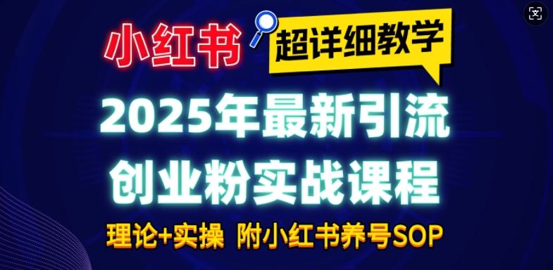 2025年最新小红书引流创业粉实战课程【超详细教学】小白轻松上手，月入1W+，附小红书养号SOP-暴富网创