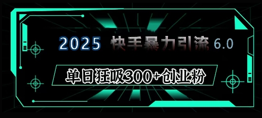 2025年快手6.0保姆级教程震撼来袭，单日狂吸300+精准创业粉-暴富网创