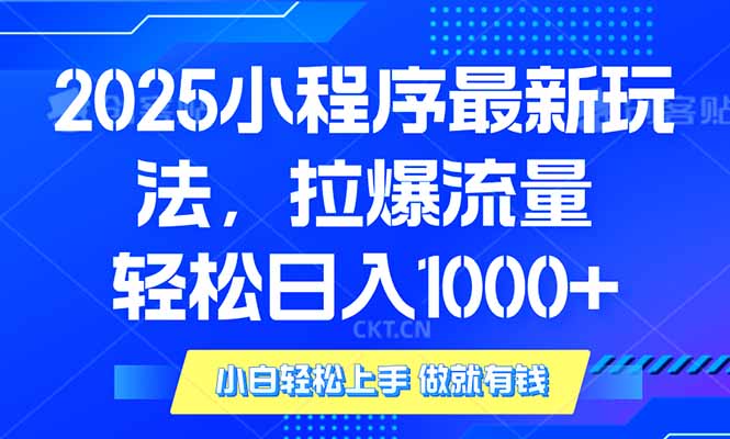 2025年小程序最新玩法，流量直接拉爆，单日稳定变现1000+-暴富网创