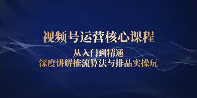 视频号运营核心课程，从入门到精通，深度讲解推流算法与排品实操玩-暴富网创