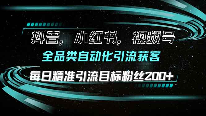 抖音小红书视频号全品类自动化引流获客，每日精准引流目标粉丝200+-暴富网创