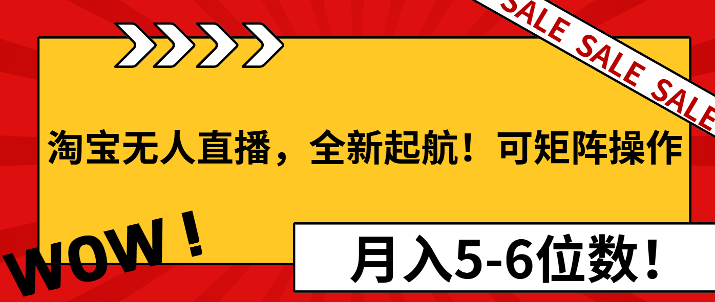 淘宝无人直播，全新起航！可矩阵操作，月入5-6位数！-暴富网创