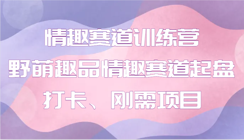 情趣赛道训练营 野萌趣品情趣赛道起盘打卡、刚需项目-暴富网创