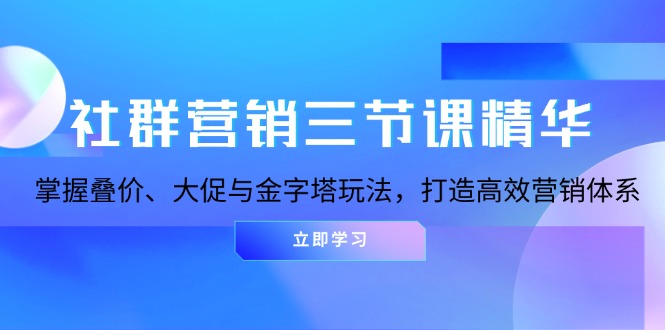 社群营销三节课精华：掌握叠价、大促与金字塔玩法，打造高效营销体系-暴富网创